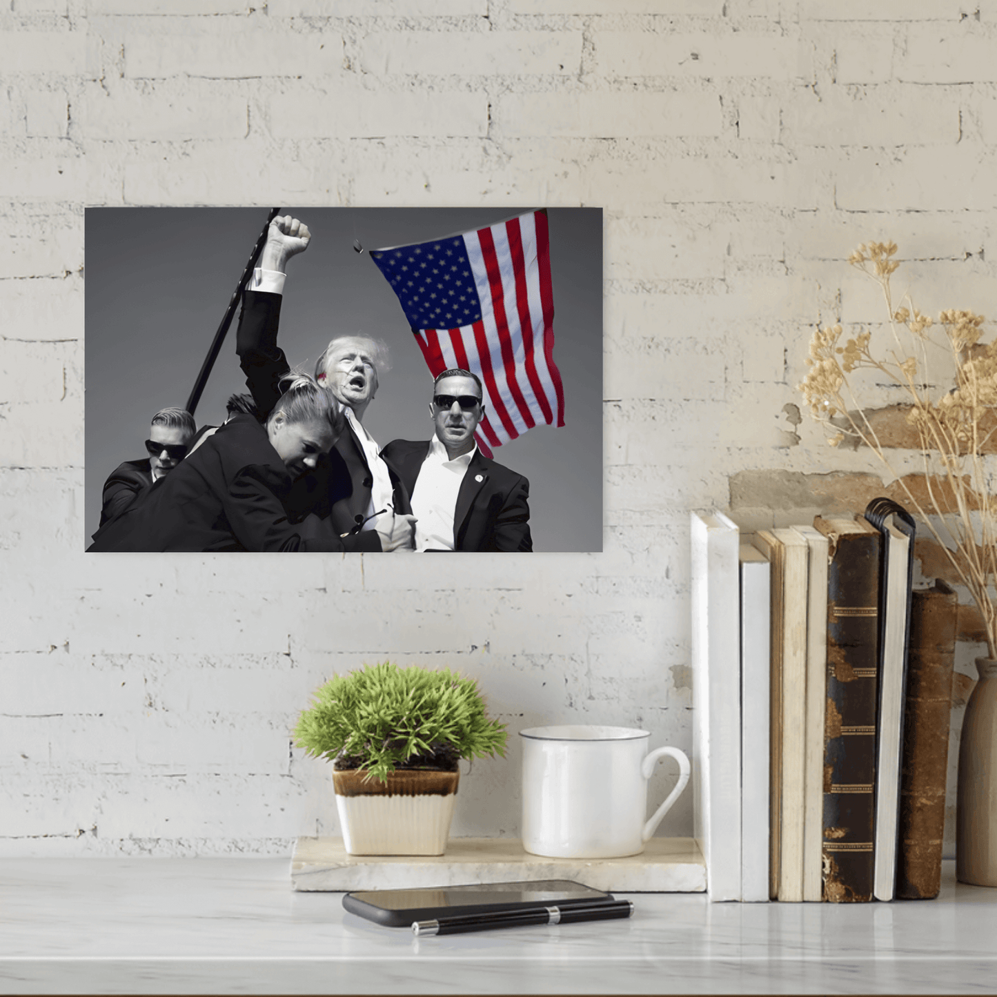 Trump Black & White Rally Metal Sign