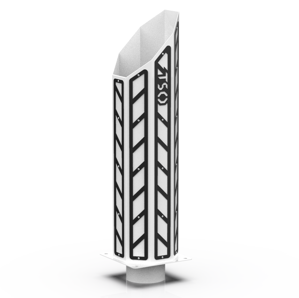 Custom Gloss White 5 Inch to 8 Inch Octagon Mitre Exhaust Stack with Black RC Overlays
