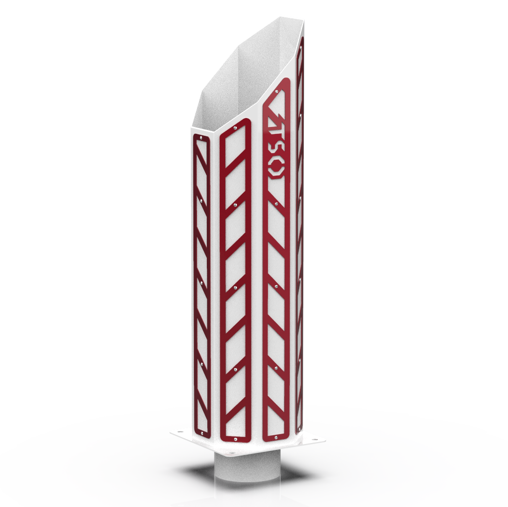 Custom Gloss White 4 Inch to 8 Inch Octagon Mitre Exhaust Stack with Red RC Overlays