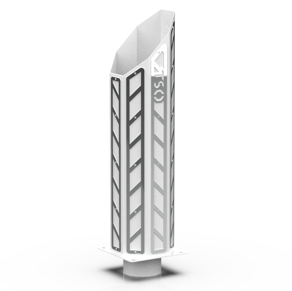Custom Gloss White 4 Inch to 8 Inch Octagon Mitre Exhaust Stack with Polished RC Overlays