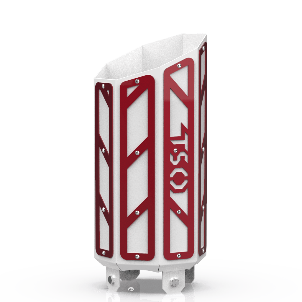 Custom Gloss White 5 Inch to 6 Inch Octagon Exhaust Tip with Red RC Overlays