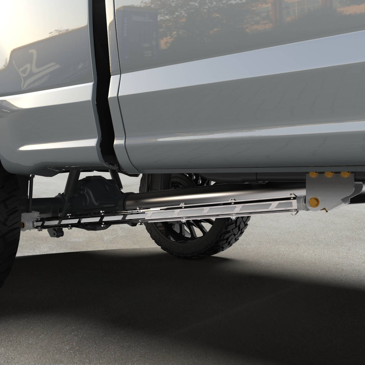 17+ F250/F350 Short Bed Tube Traction Bars - 4" Axle