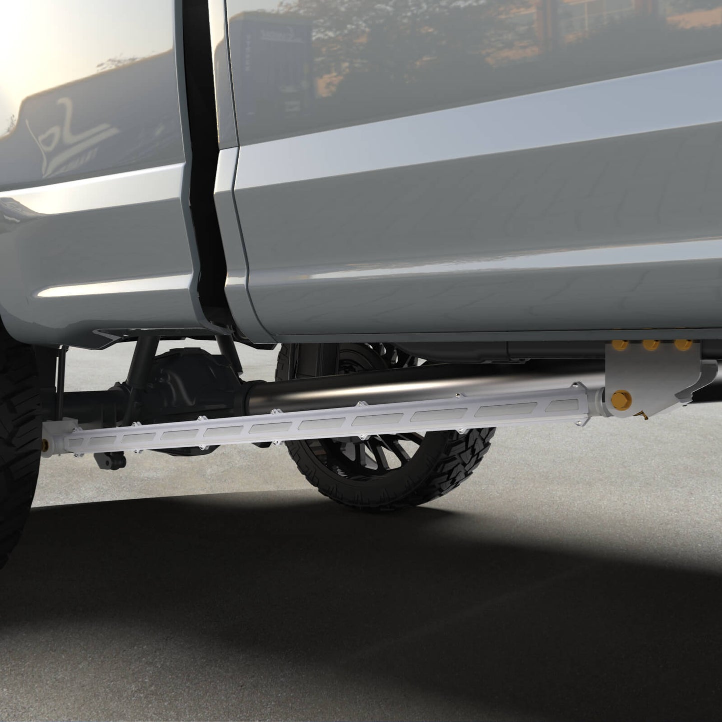 17+ F250/F350 Short Bed Tube Traction Bars - 4" Axle
