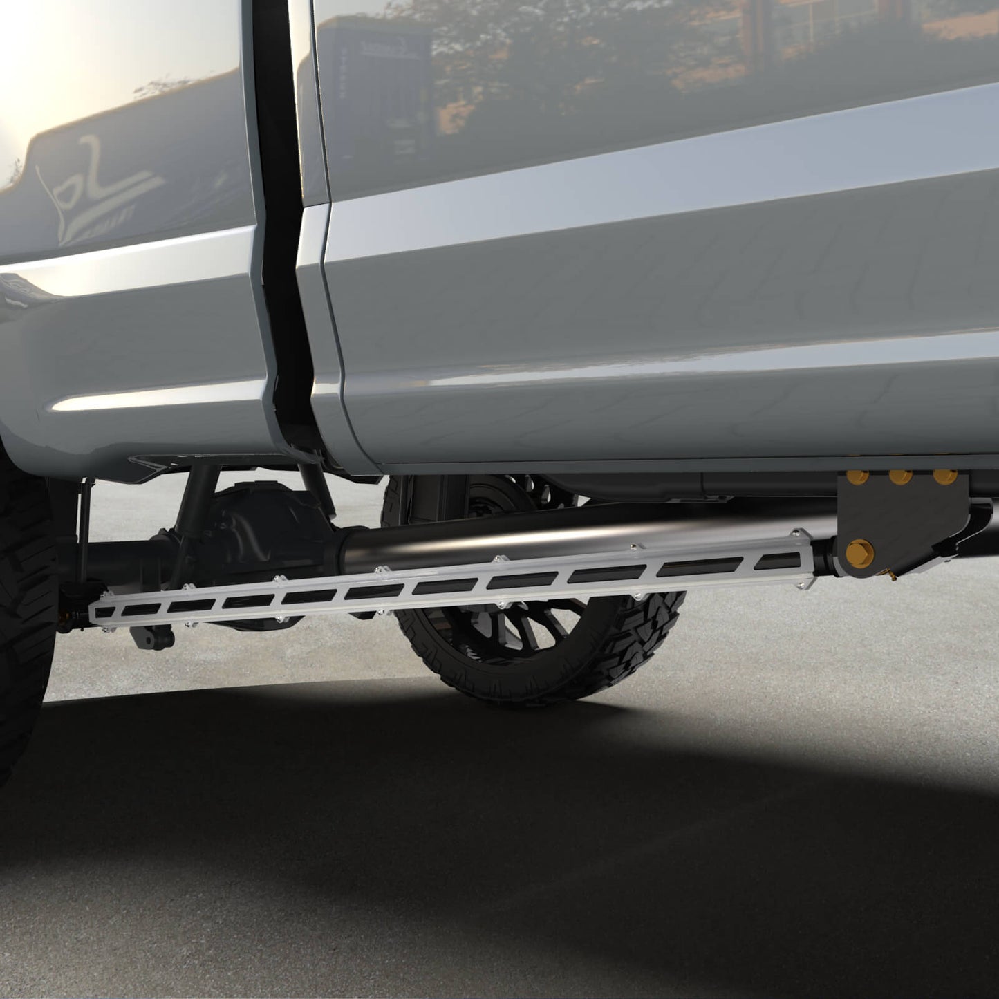 17+ F250/F350 Long Bed Tube Traction Bars - 4" Axle