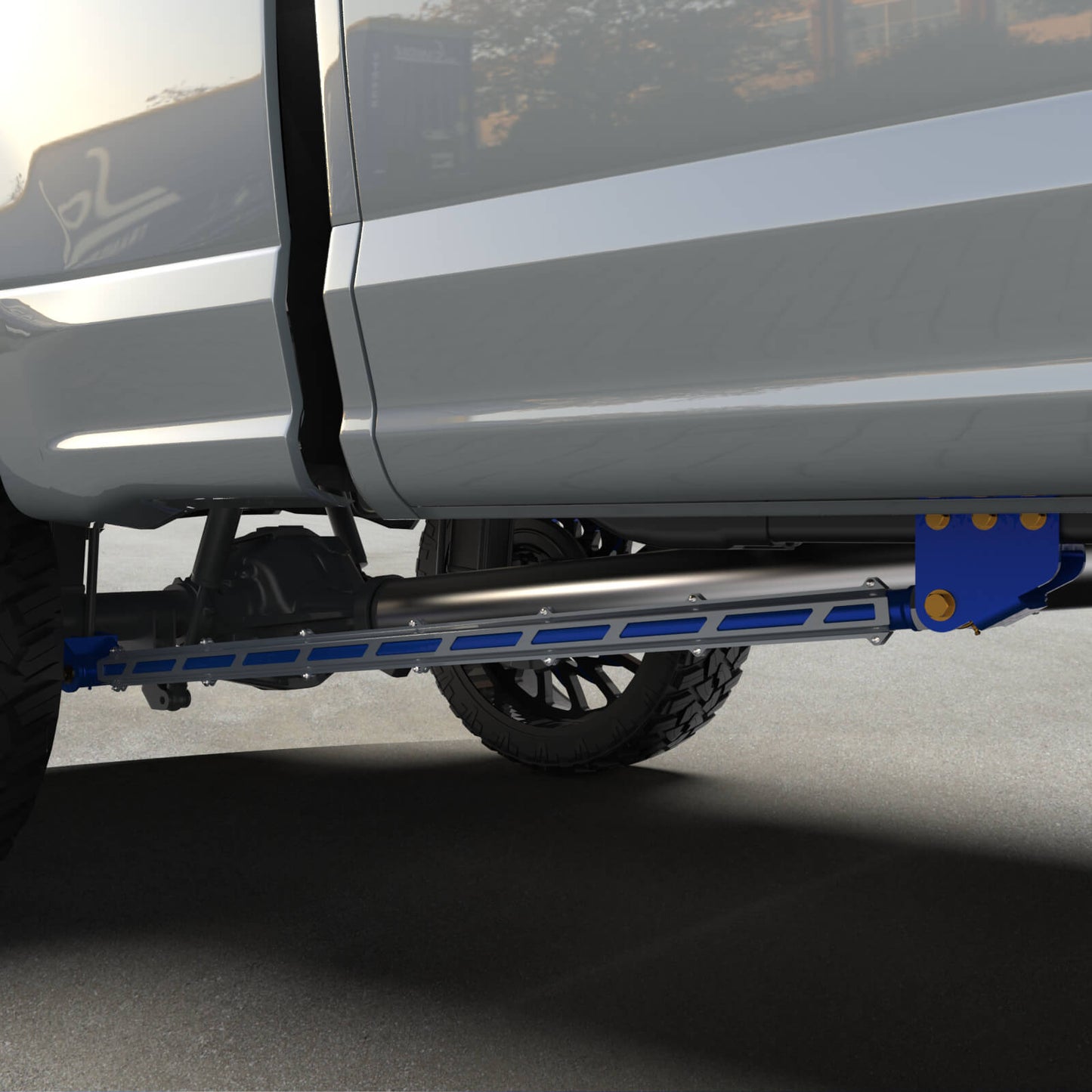 17+ F250/F350 Long Bed Tube Traction Bars - 4" Axle