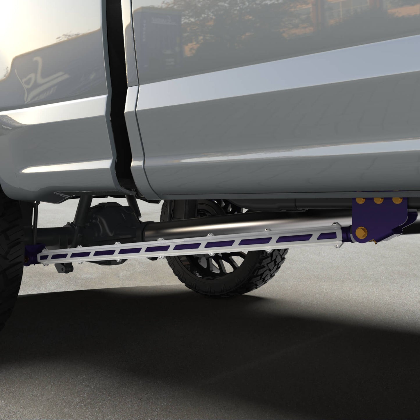 17+ F250/F350 Long Bed Tube Traction Bars - 4" Axle