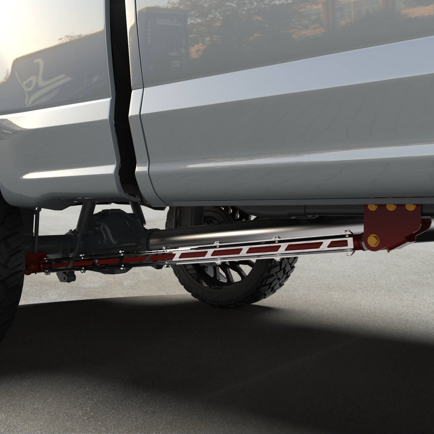 17+ F250/F350 Long Bed Tube Traction Bars - 4" Axle