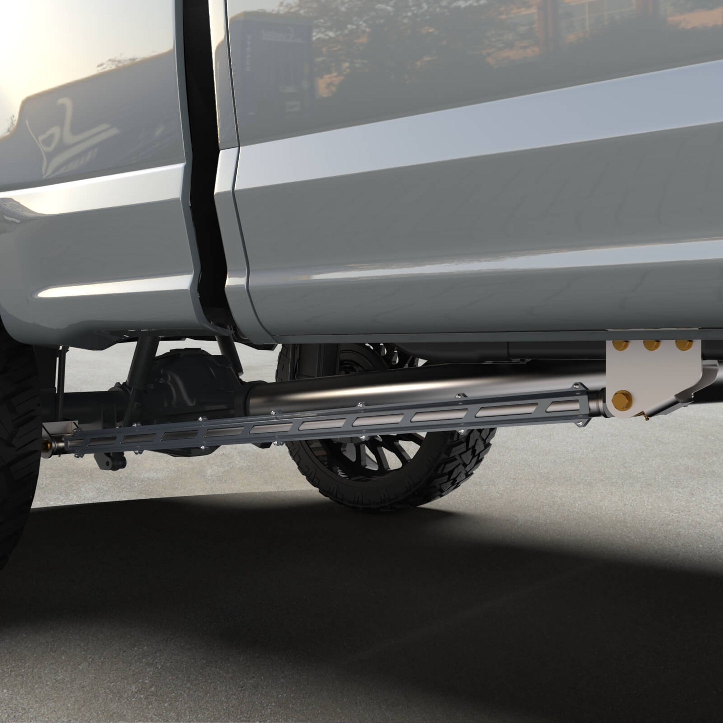 17+ F250/F350 Long Bed Tube Traction Bars - 4" Axle