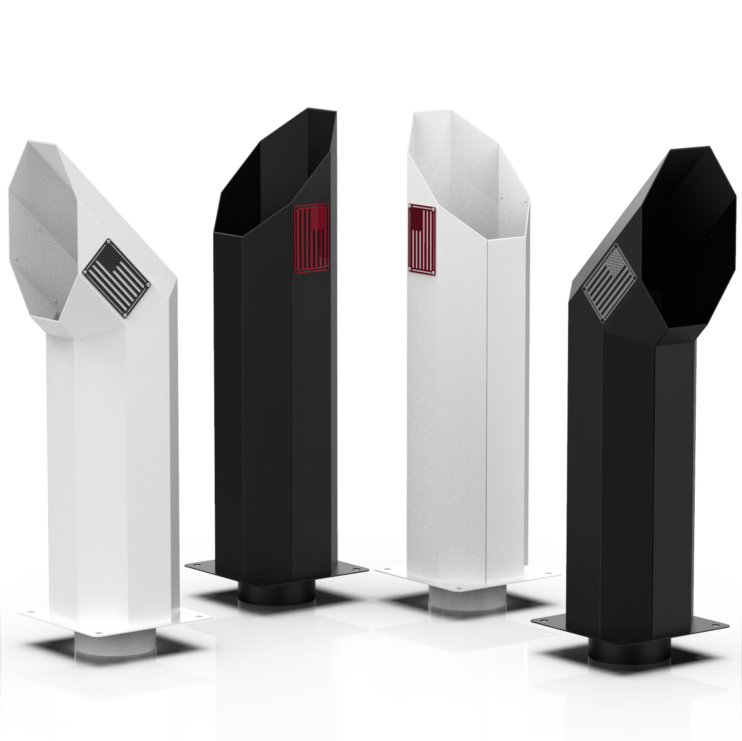 4 Octagon Exhaust Stacks in Black and White with American Flag Logo