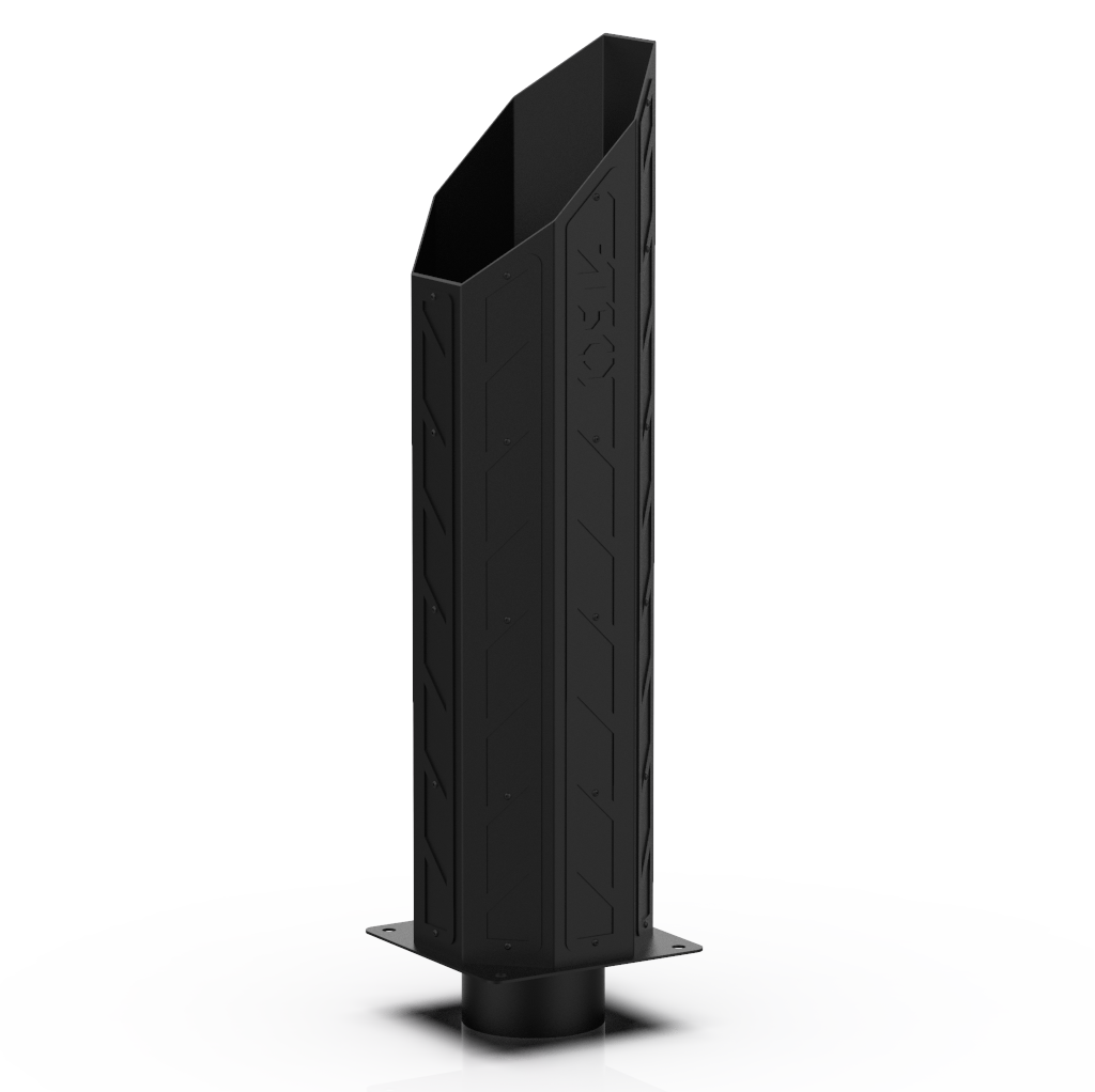 Custom Black 4 Inch to 8 Inch Octagon Mitre Exhaust Stack with Black RC Overlays