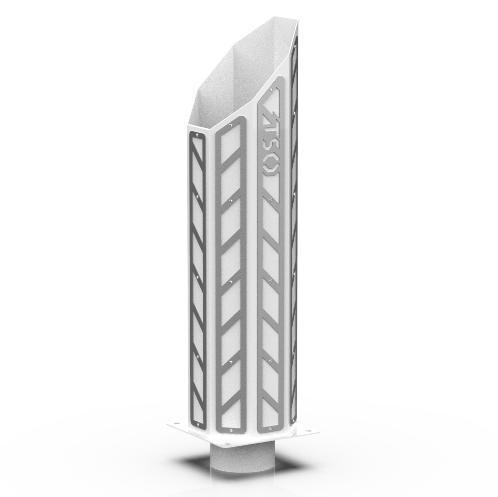 Custom Gloss White 5 Inch to 8 Inch Octagon Mitre Exhaust Stack with Silver RC Overlays